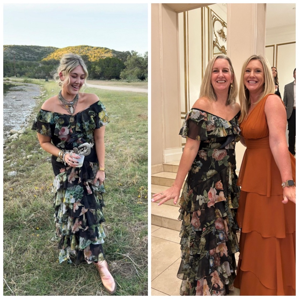 Anthropologie Pankaj &‎ Nidhi Floral Chiffon Ruffle Maxi Dress Medium